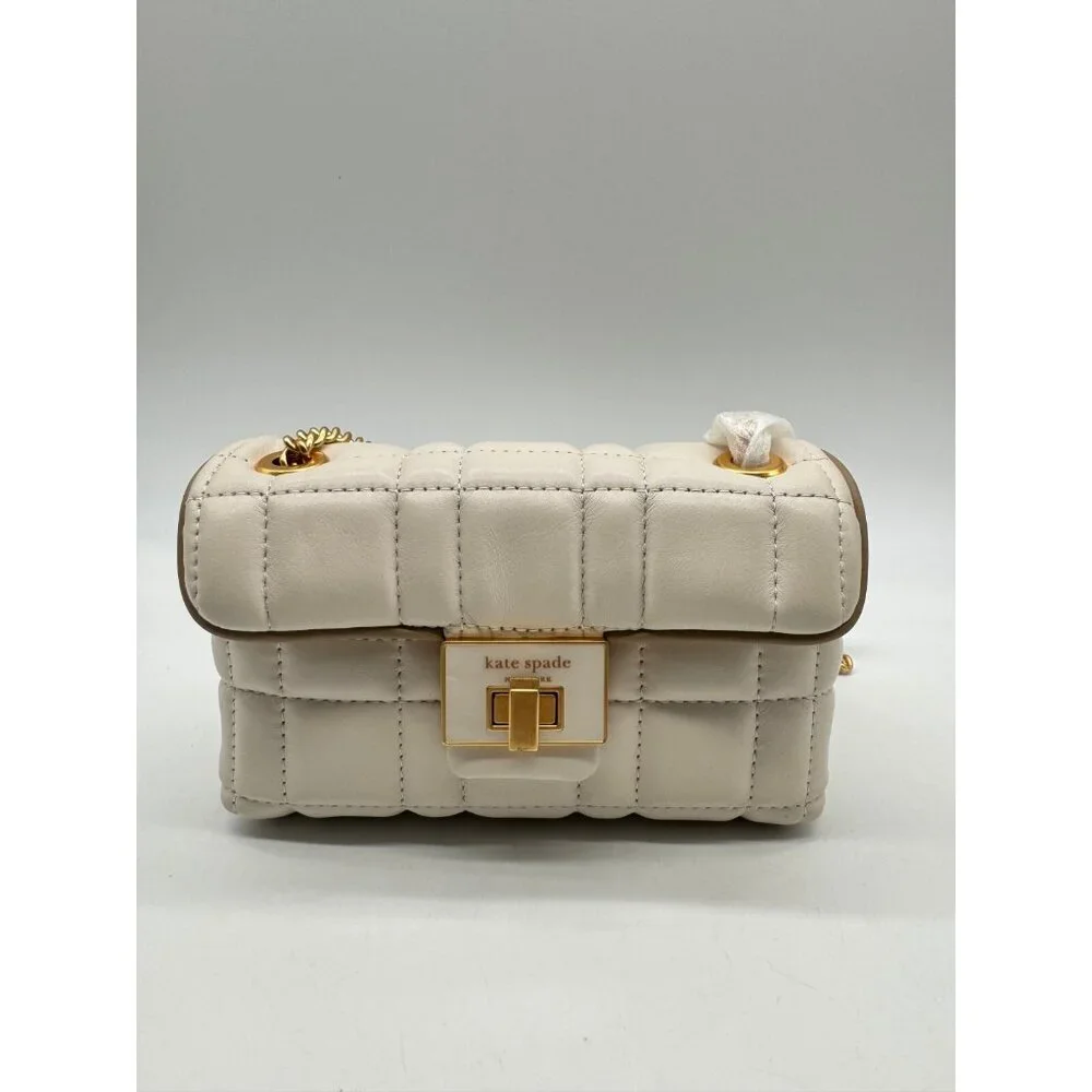 KATE SPADE NY Evelyn quilted leather mini shoulder crossbody + Dust bag IVORY